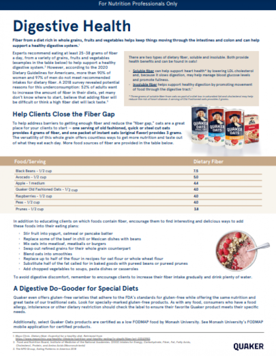 Oats & Digestive Health PepsiCo HealthandNutrition